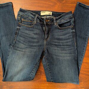 Garage Jeans Womens 7 Blue Skinny Denim Dark Wash Stretch Buckle Slimming Style